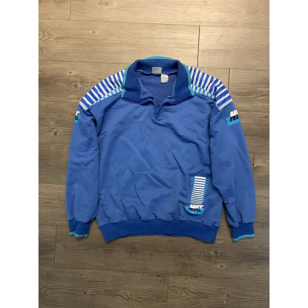 Vintage Nike Spell Out Sweatshirt 80s 90s M Blue Embroidered Swoosh Pullover